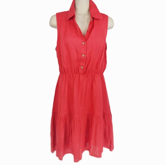 LE REGAZZE Made in Italy Linen Fit and Flare Dress Sz M - Picture 2 of 16